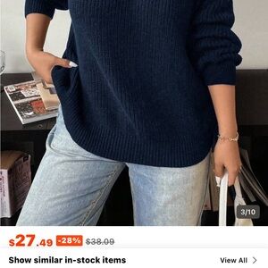 SHEIN Dark Blue Knit Sweater